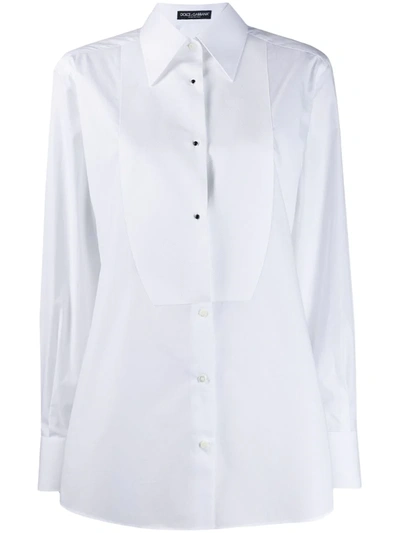Dolce & Gabbana Contrast Bib Menswear Shirt In White