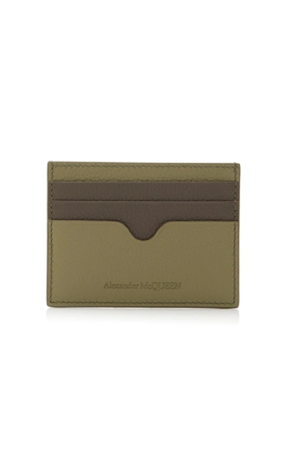 Alexander Mcqueen Textured Leather Card Case In Green