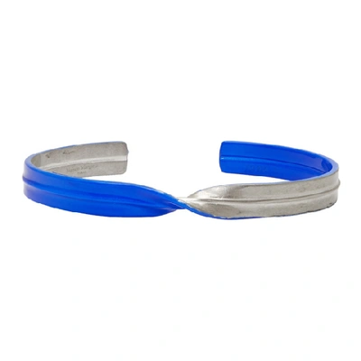 Maison Margiela Silver And Blue Twist Bracelet In 961 Slv Blu