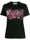 Msgm Sequin Logo T-shirt In Black