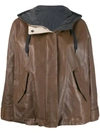 Brunello Cucinelli Reversible Hooded Leather Jacket In Brown
