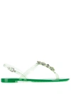 Casadei Crystal Embellished Sandals In Green