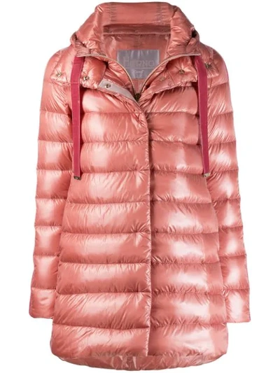 Herno Hooded Quilted Coat - Pink