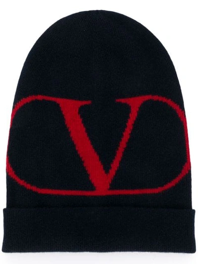 Valentino Garavani Vlogo Beanie In I52 Navy Red