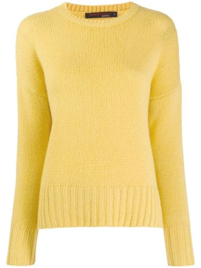 Incentive! Cashmere Ribbed Trim Jumper In Yellow