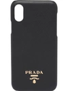 Prada Iphone X/xs-hülle Aus Saffiano-leder In F0002 Black