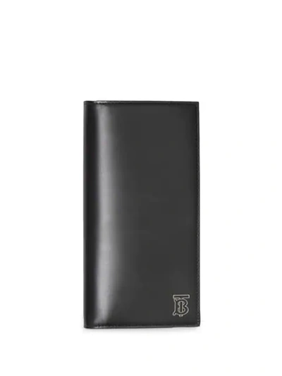 Burberry Cavendish Monogram Leather Continental Wallet In Black