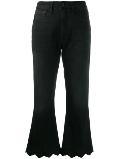 Frame Flared Cotton Blend Denim Jeans In Black