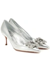 Roger Vivier Flower Strass Leather Pumps In Off White