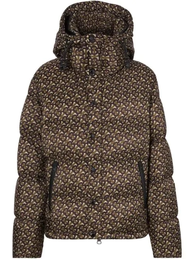 Burberry Detachable Sleeve Monogram Print Puffer Jacket In Bridle Brown