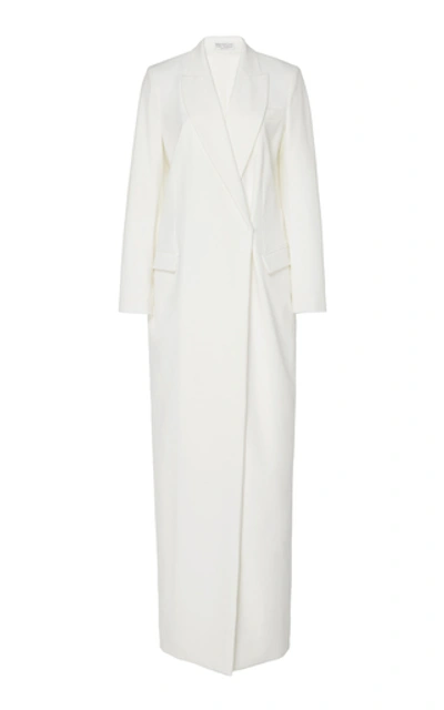Brunello Cucinelli Belted Wool-blend Gabardine Gown In White