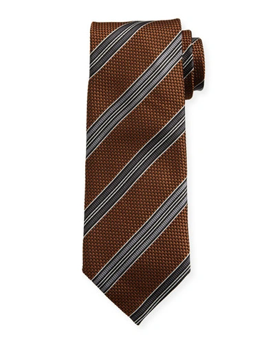 Tom Ford Men's Textured Stripe Silk Tie In Beige