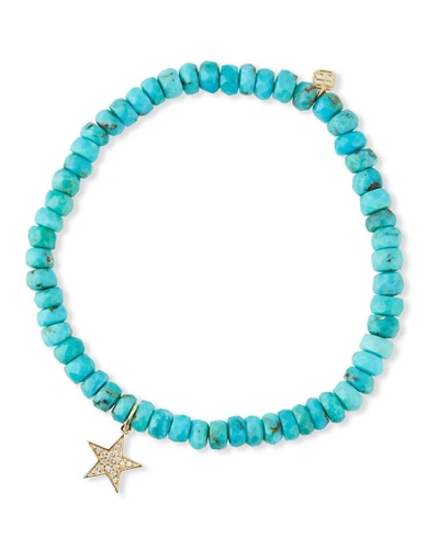 Sydney Evan 14k Diamond Star & Turquoise Bracelet In Blue