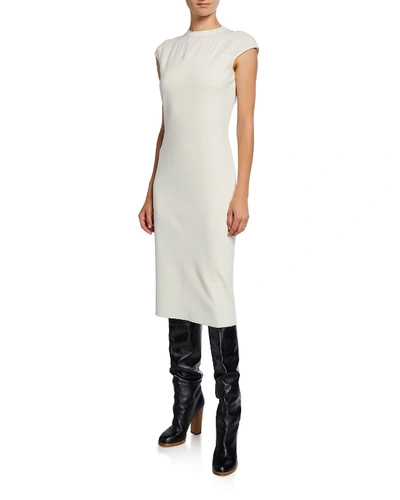 Agnona Cap-sleeve Extra Fine Wool Dress In Ivory