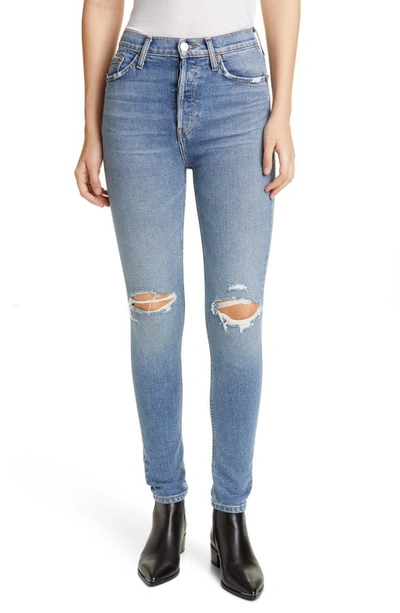 Re/done Ultra High-rise Distressed Straight-leg Jeans In Fade Away Destroy