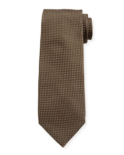 Tom Ford Men's Tonal Dot Silk-blend Tie In Brown
