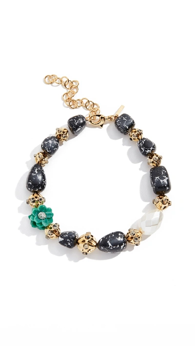 Lele Sadoughi Keepsake Stone Collar Necklace In Emerald