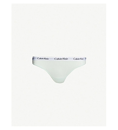 Calvin Klein Carousel Stretch-cotton Thong In Yse Elysian Green