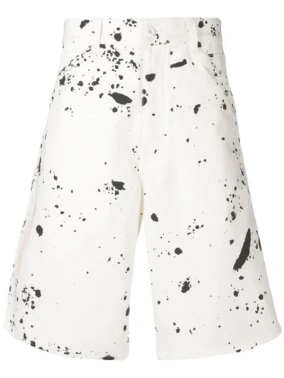 Oamc Splatter Bermuda Shorts In White