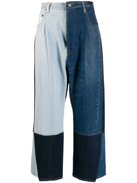 Acne Studios Patchwork Wide Leg Jeans In Blue | ModeSens
