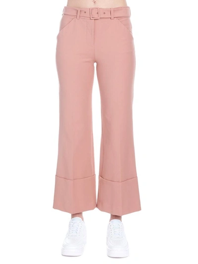 Sara Battaglia Cropped Flare Trousers In Pink