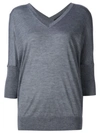 Derek Lam Enzyme Cashmere/silk Batwing-sleeve V-neck Sweater In Grey