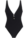 Leslie Amon Rita Crystal-embellished Swimsuit In Black
