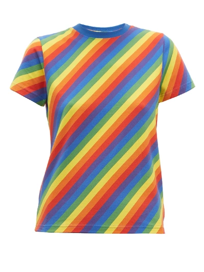 Balenciaga Rainbow Striped Crewneck Short-sleeve Top