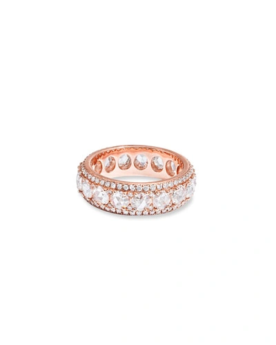 64 Facets 18k Rose Gold Diamond Ring W/ Pave Trim