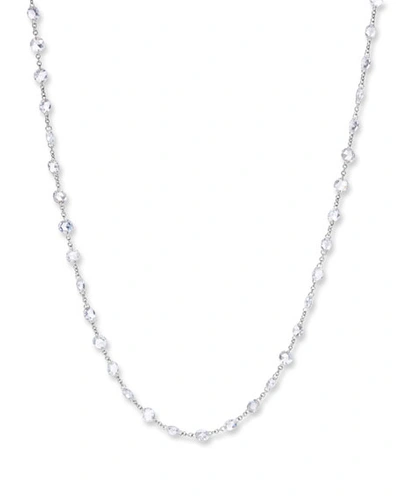 64 Facets 18k White Gold Rose-cut Diamond-strand Necklace, 64"l