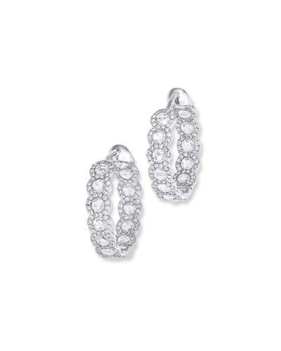 64 Facets 18k White Gold Diamond Inside-out Hoop Earrings, 0.75"