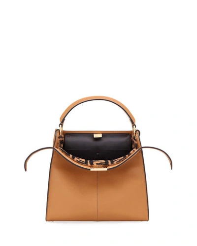 Fendi Peekaboo Xlite Regular Top Handle Bag In Light Brown