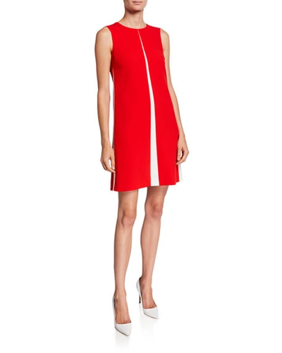 Escada Sleeveless A-line Chemise Dress W/ Insets In Bright Red