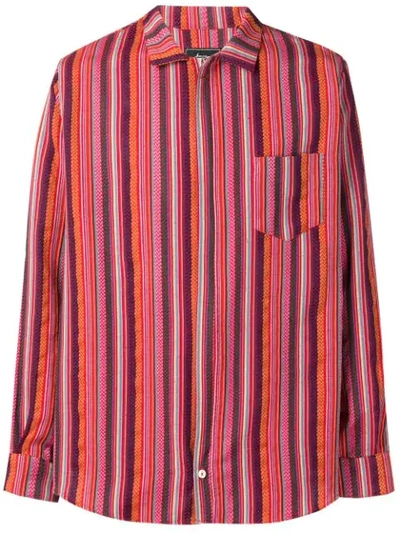 Paura Embroidered Stripe Shirt In Purple