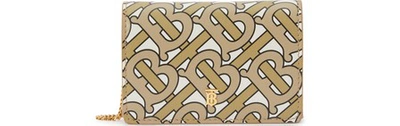 Burberry Jessie Monogram Logo-print Leather Chain Wallet In Beige