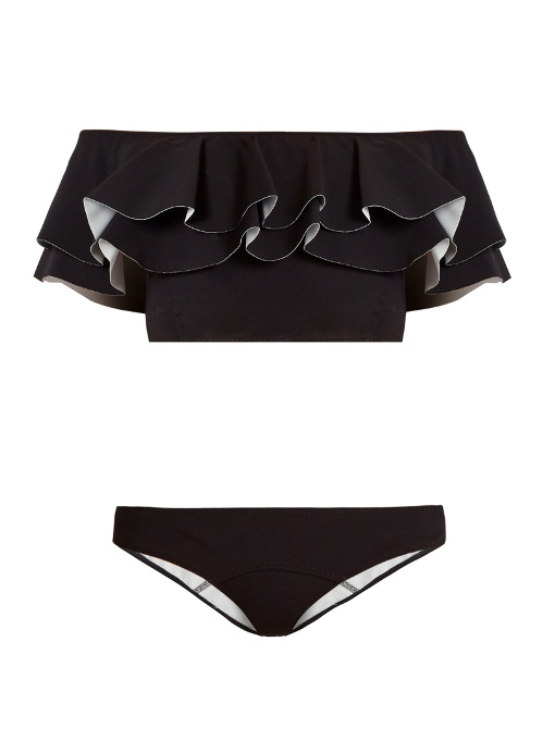 Lisa Marie Fernandez Mira Ruffled Bonded-bikini In Black | ModeSens