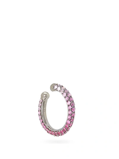 Lynn Ban Orbital Sapphire, Ruby & Rhodium-plated Ear Cuff In Pink