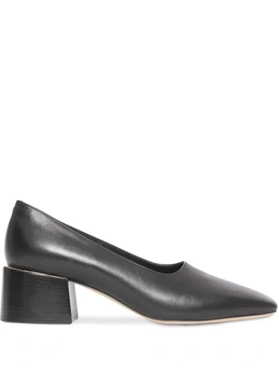 Burberry Gold-plated Detail Lambskin Block-heel Pumps In Black