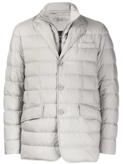 Herno Single-breasted Padded Jacket In Grey