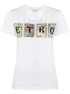 Etro Card Printed Logo Cotton Jersey T-shirt In White