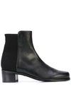 Stuart Weitzman Women's Easyon Reserve Leather & Neoprene Block-heel Booties In Black