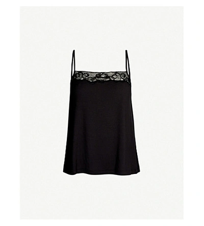 Calvin Klein Ck Black Jersey And Lace Camisole In 001 Black