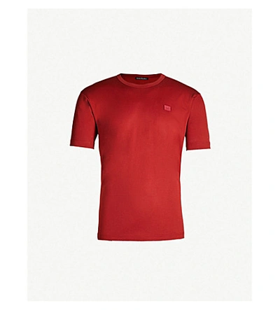 Acne Studios Nash Logo-patch Cotton-jersey T-shirt In Brick Red