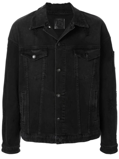 Alchemist Rocky Gang Distressed Denim Jacket In Black