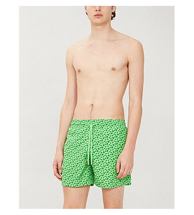 Vilebrequin Moorea Micro Turtle-print Regular-fit Swim Shorts In Green