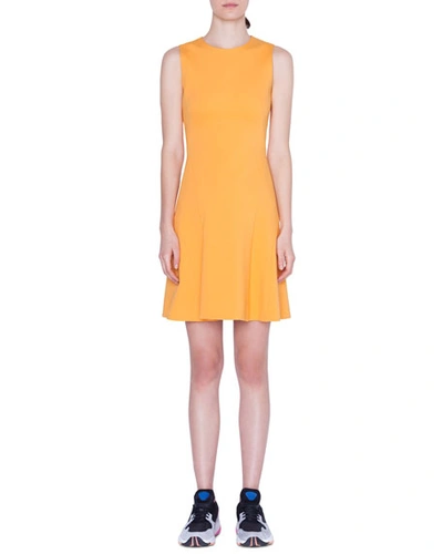 Akris Punto Washed Cotton Denim Fit-and-flare Dress In Dark Yellow