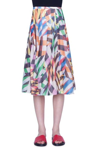 Akris Punto Patchwork Print Mesh Midi Skirt