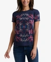 Lucky Brand Cotton Floral-print T-shirt In Navy
