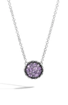 John Hardy Chain Classic Pave Pendant Necklace In Silver/ Amethyst