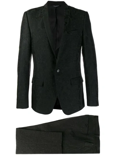 Dolce & Gabbana Two-piece Jacquard Suit In Black